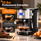 20 Bar Espresso Coffee Machine with Milk Frother & 45oz Water Tank