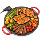 Large Round Electric Griddle with Adjustable Temperature