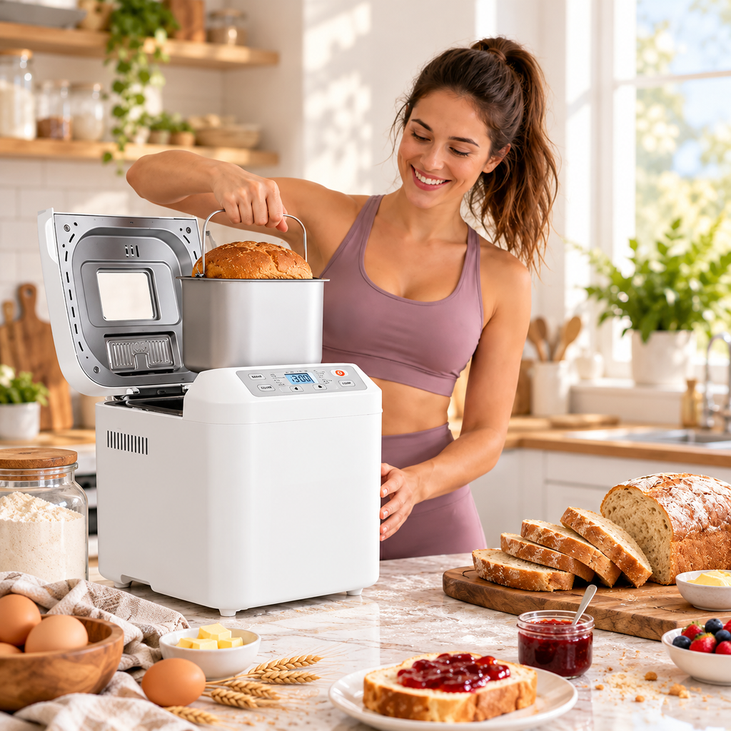 12-in-1 Automatic Bread Maker, 2LB Capacity with Fruit & Nut Dispenser