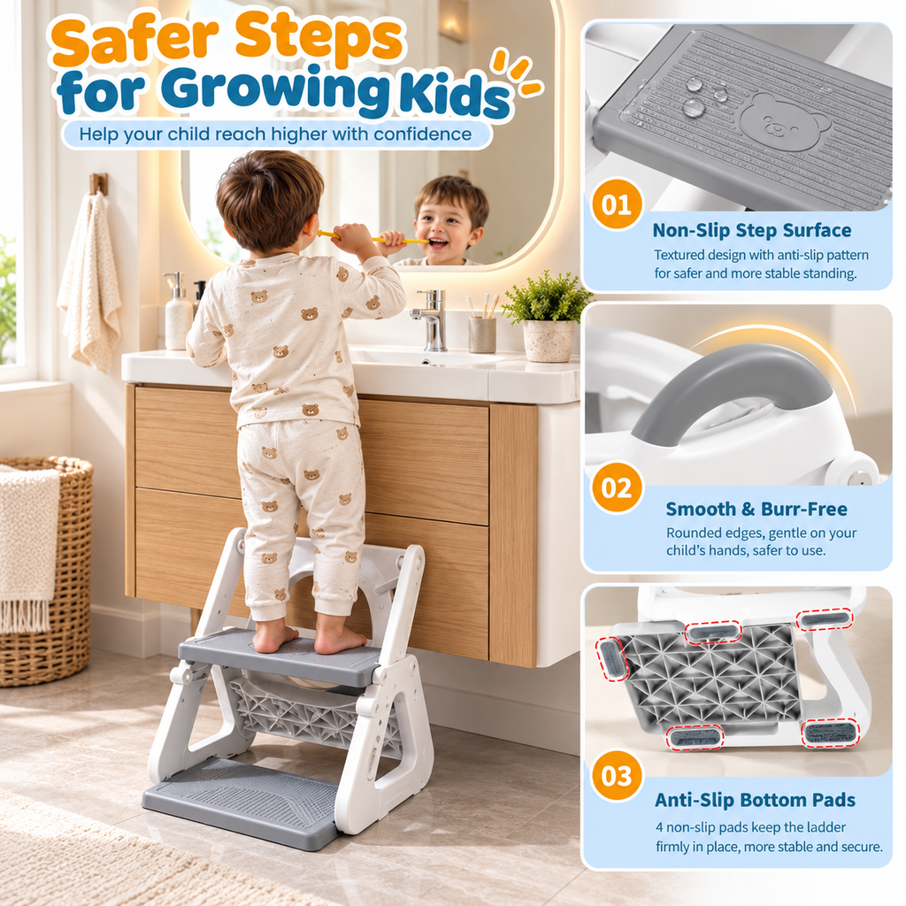 2 in 1 Kids Potty Training Seat with Adjustable Step Stool