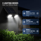 Solar Outdoor Security Lights, 2500LM 210 LED, 3 Heads, Motion Sensor