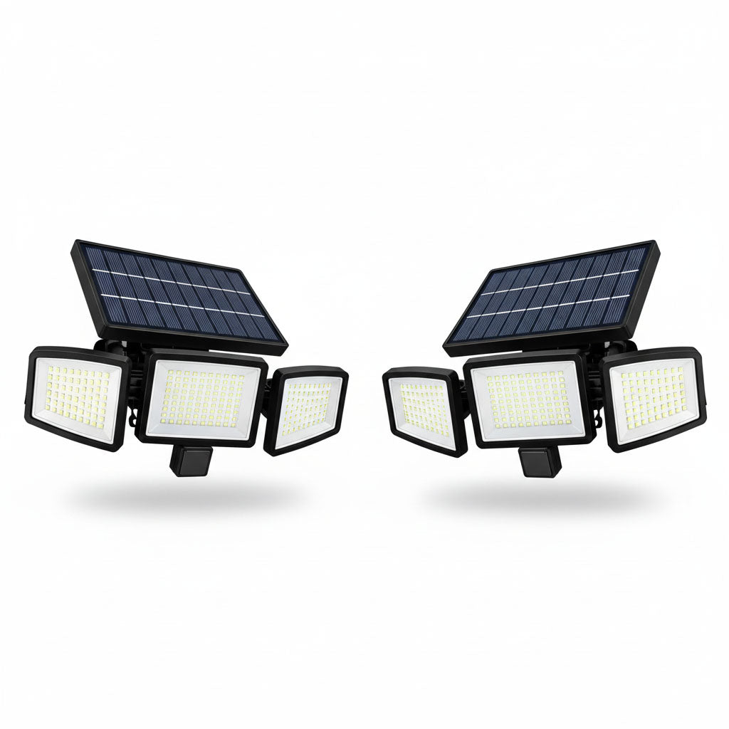Solar Outdoor Security Lights, 2500LM 210 LED, 3 Heads, Motion Sensor