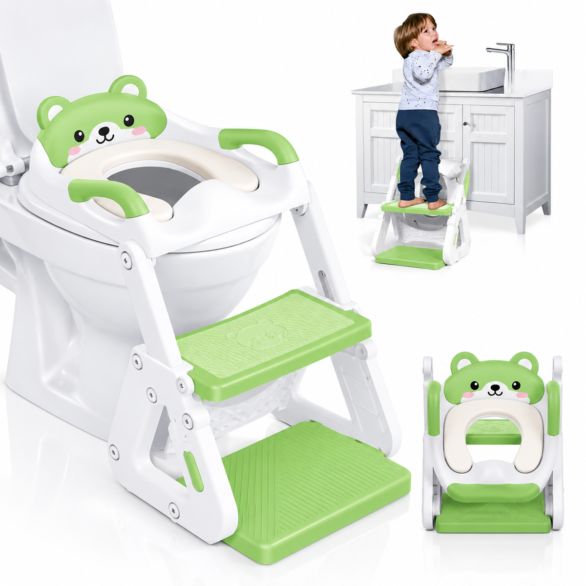 2 in 1 Kids Potty Training Seat with Adjustable Step Stool