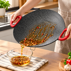 Large Round Electric Griddle with Adjustable Temperature