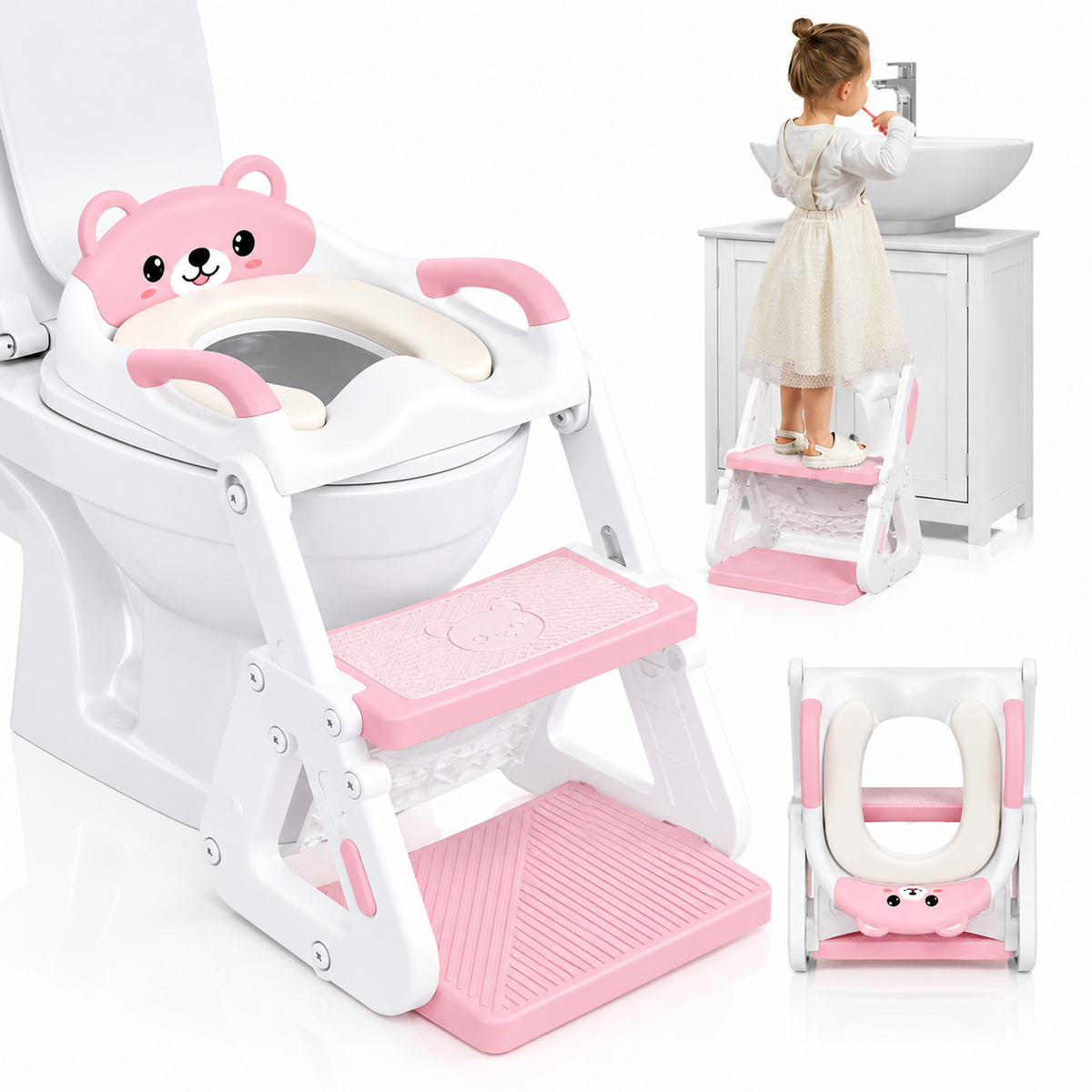 2 in 1 Kids Potty Training Seat with Adjustable Step Stool