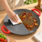 Large Round Electric Griddle with Adjustable Temperature