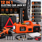 5 Ton Electric Car Jack Kit with Impact Wrench, Tire Inflator & LED Light