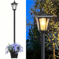 Solar Lamp Post Light with Planter | Waterproof Outdoor Garden Light with Warm White Glow