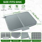 Quick Dry Dish Drying Mat with Built In Drain, Heat Resistant Non Slip Kitchen Counter Mat
