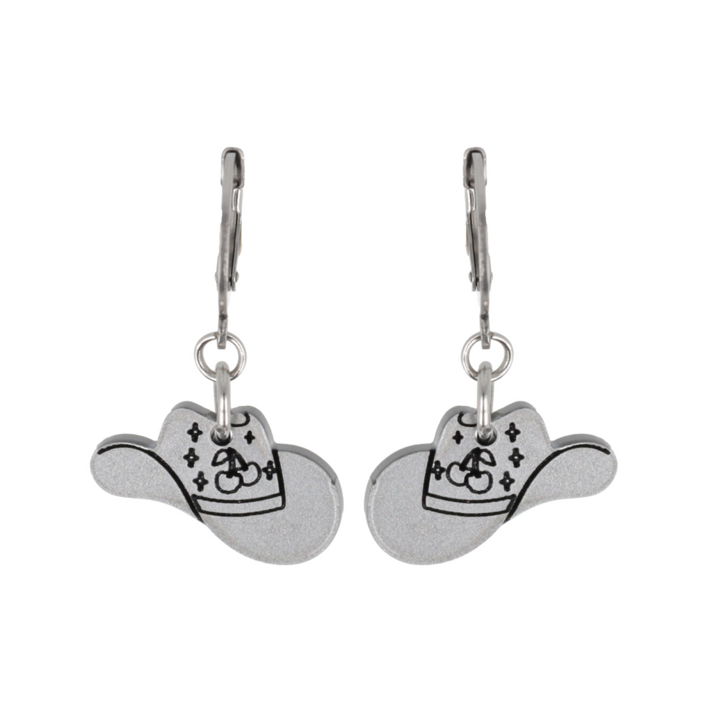 Mini Silver Cowboy Hat Huggie Hoop Earrings