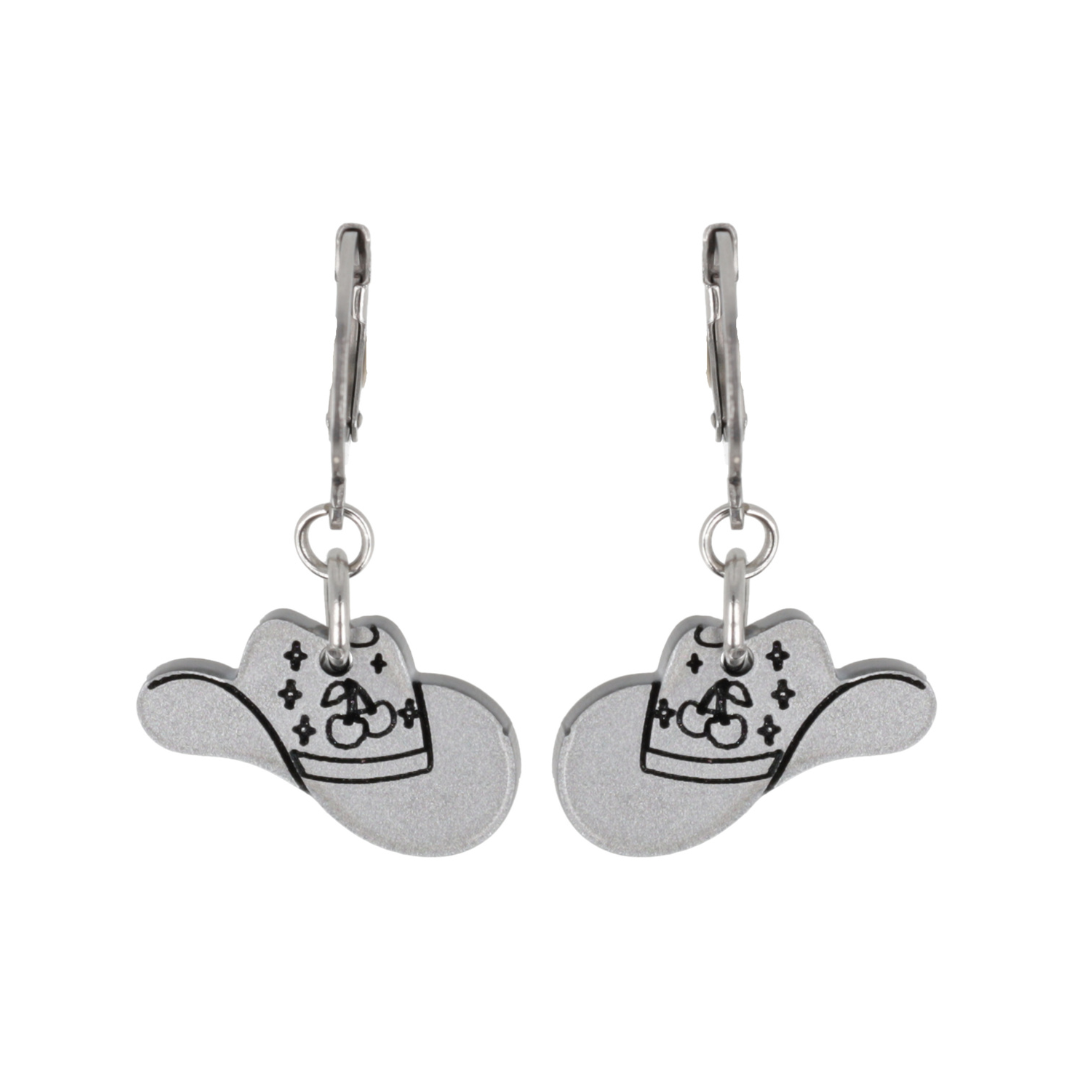 Mini Silver Cowboy Hat Huggie Hoop Earrings