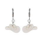 Mini White Cowboy Hat Huggie Hoop Earrings