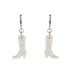 Mini White Cowboy Boot Huggie Hoop Earrings