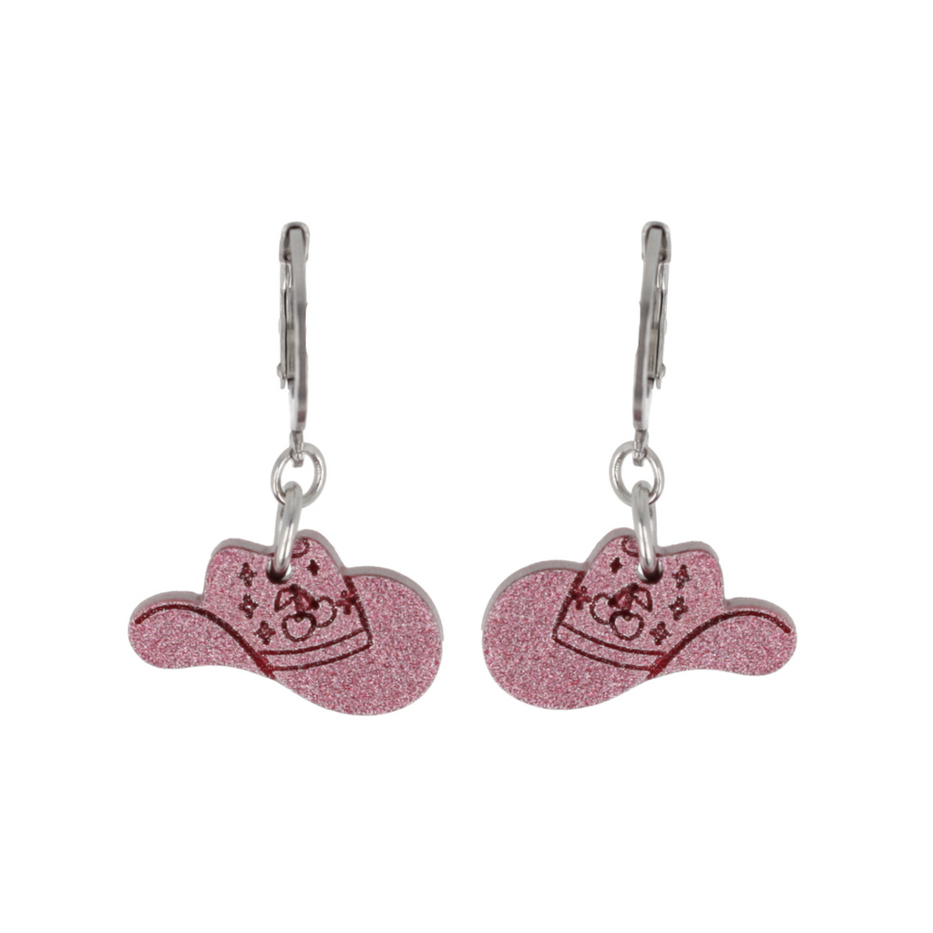 Mini Pink Cowboy Hat Huggie Hoop Earrings