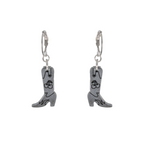 Mini Silver Cowboy Boot Huggie Hoop Earrings
