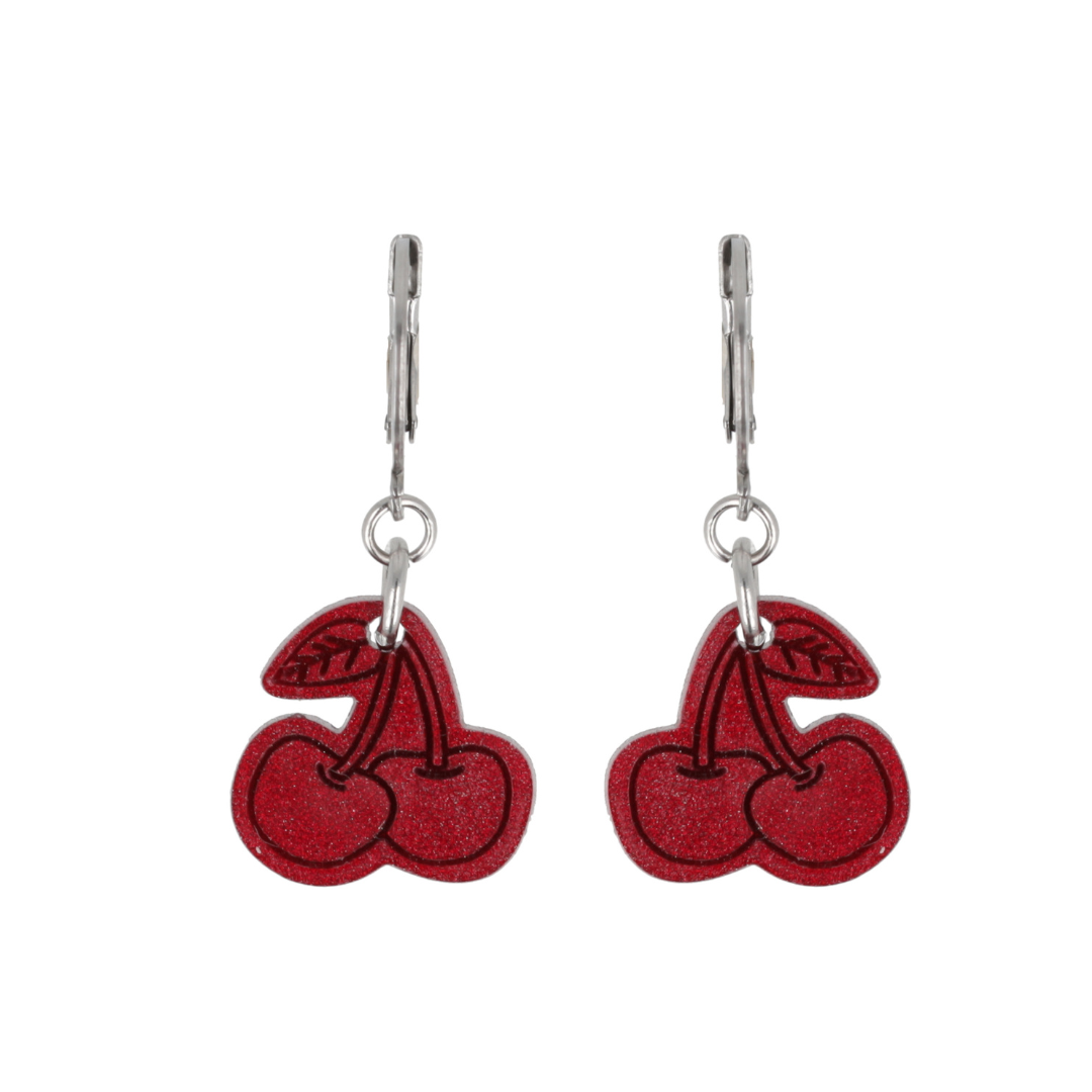 Mini Red Cherry Huggie Hoop Earrings