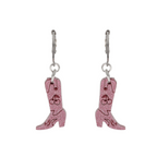 Mini Pink Cowboy Boot Huggie Hoop Earrings