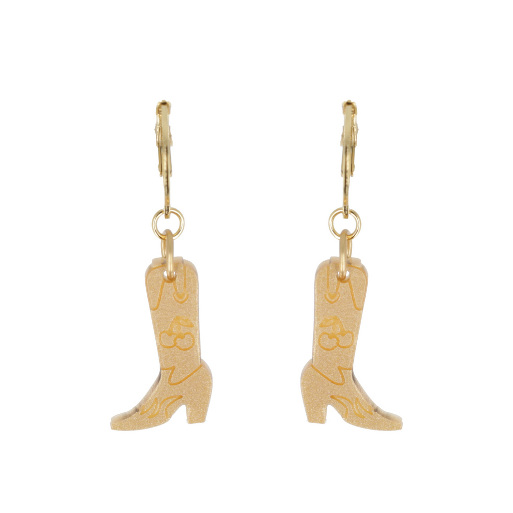 Mini Gold Cowboy Boot Huggie Hoop Earrings