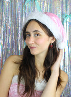 Mini Red Glitter Bow Huggie Hoop Earrings