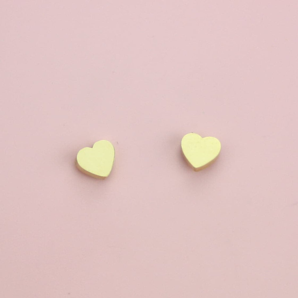 Mini Heart Stud Earrings (Gold Plated Stainless Steel)