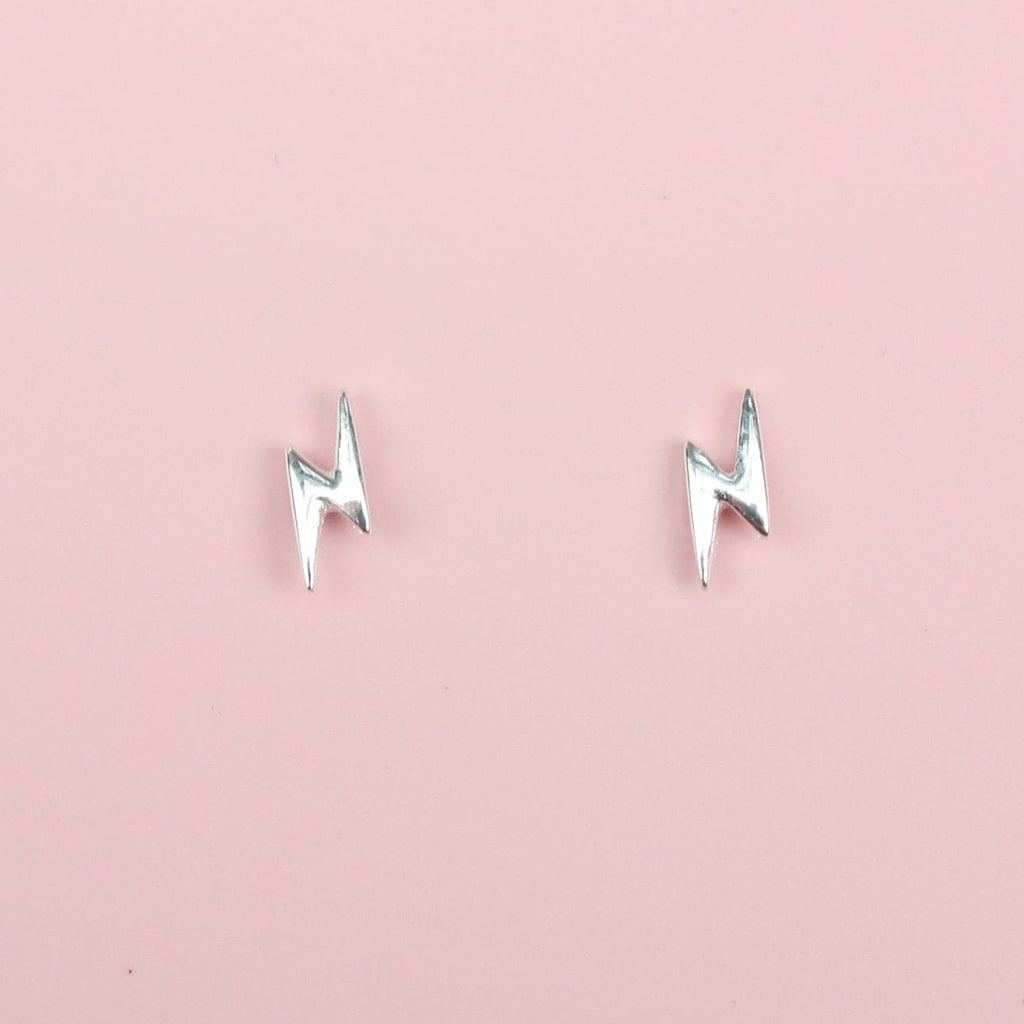 Mini Lightning Bolt Stud Earrings (Sterling Silver)