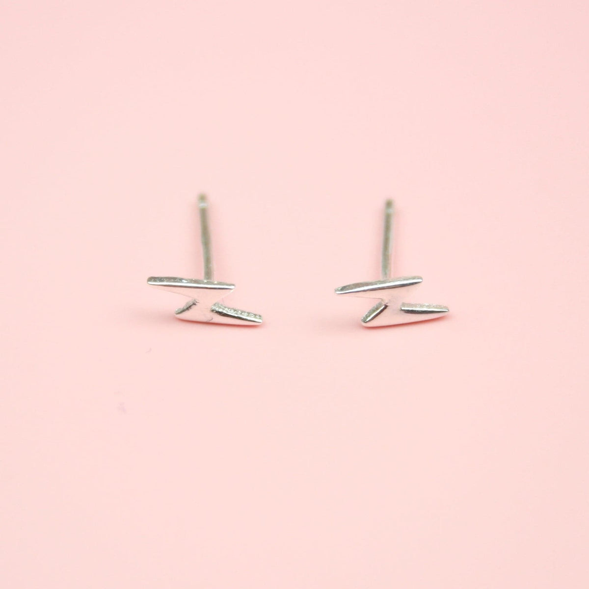 Mini Lightning Bolt Stud Earrings (Sterling Silver)