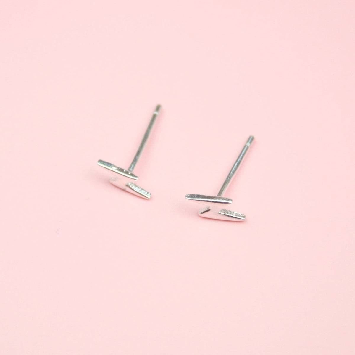 Mini Lightning Bolt Stud Earrings (Sterling Silver)