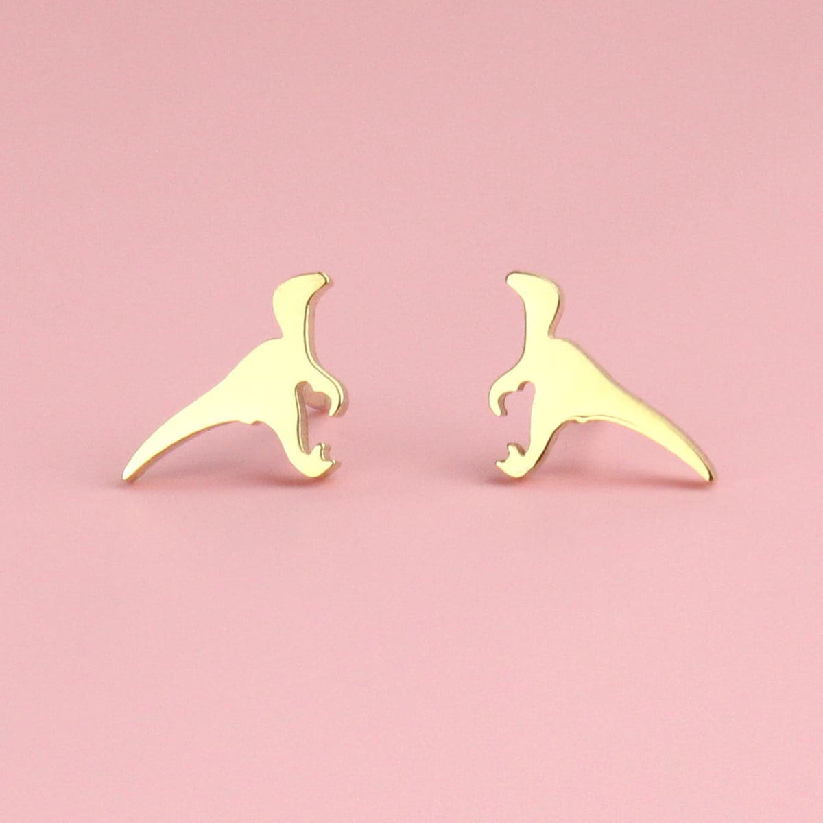 Mini Velociraptor Stud Earrings (Gold Plated)