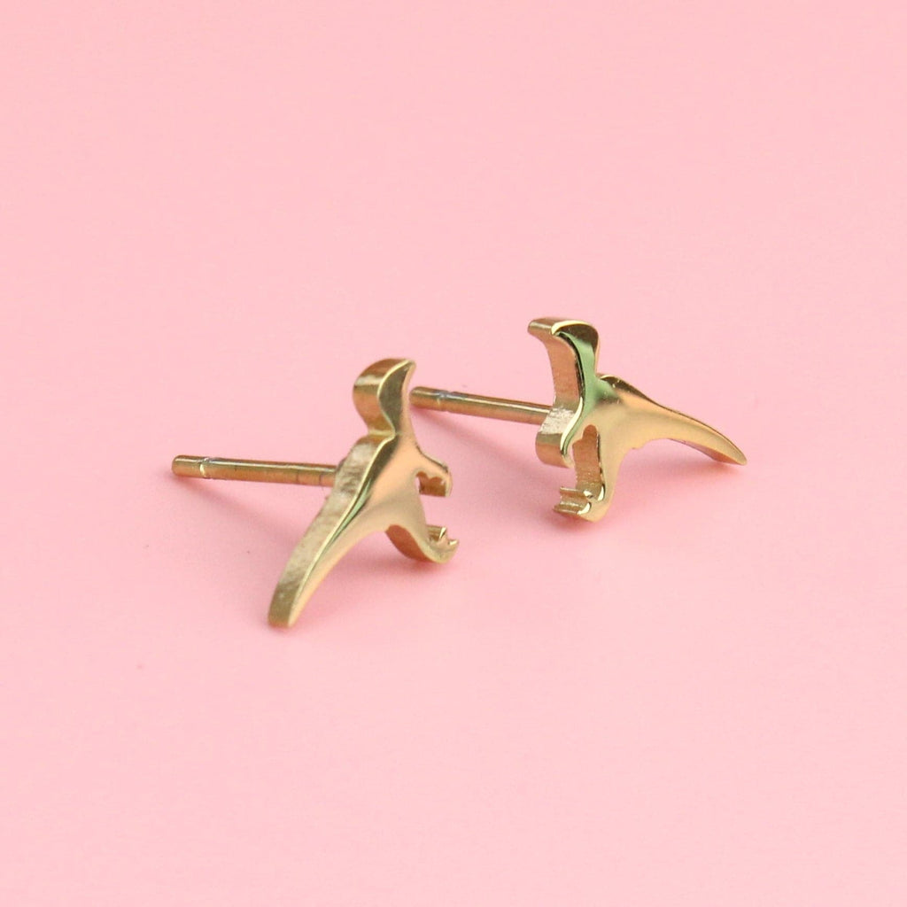 Mini Velociraptor Stud Earrings (Gold Plated)