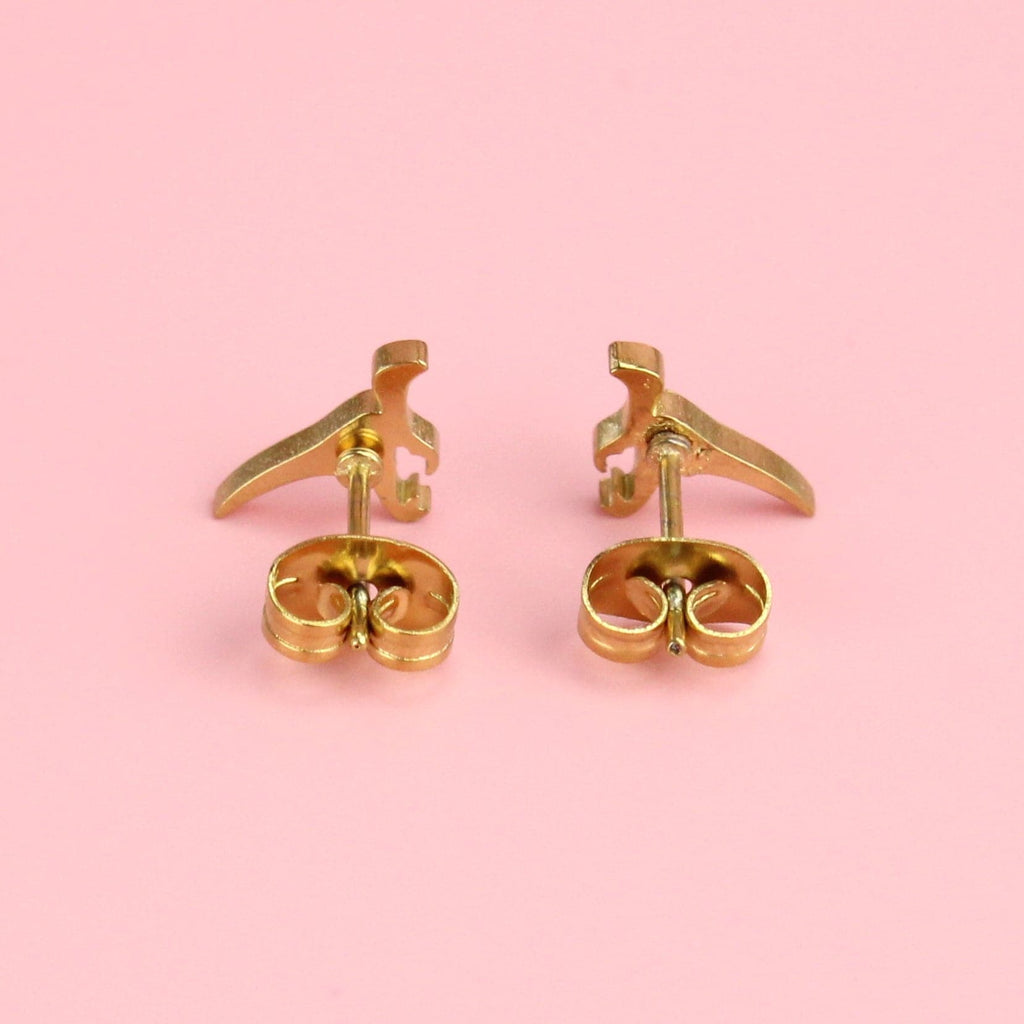 Mini Velociraptor Stud Earrings (Gold Plated)
