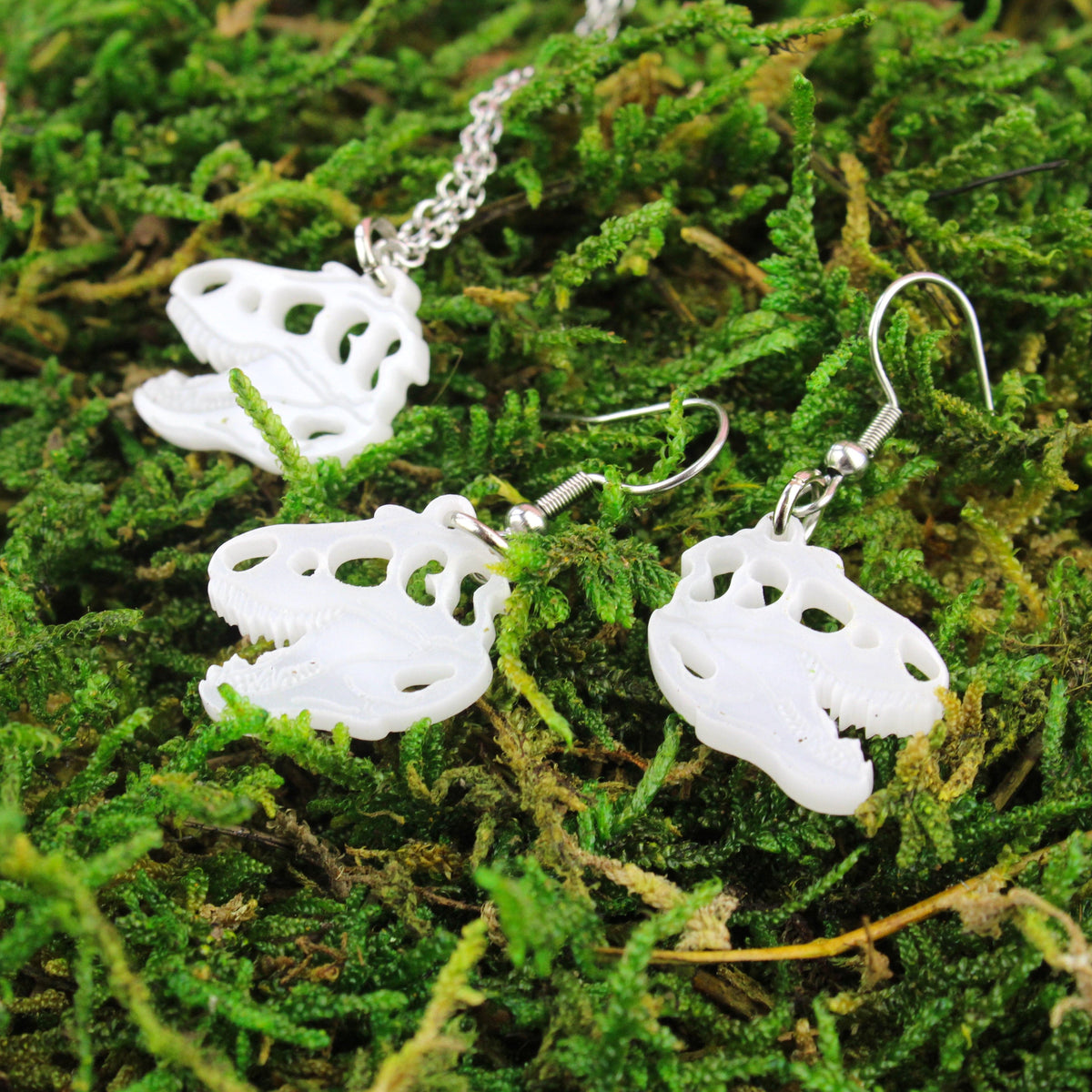 Mini T-Rex Skull Earrings