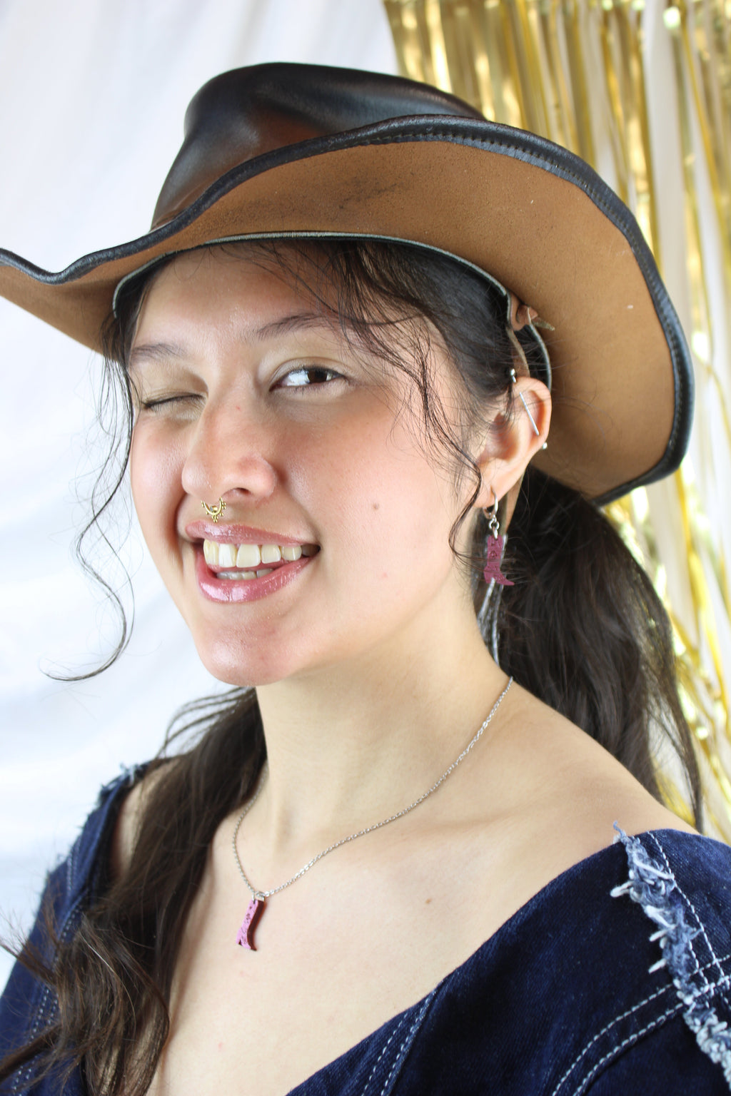 Mini Pink Cowboy Boot Necklace