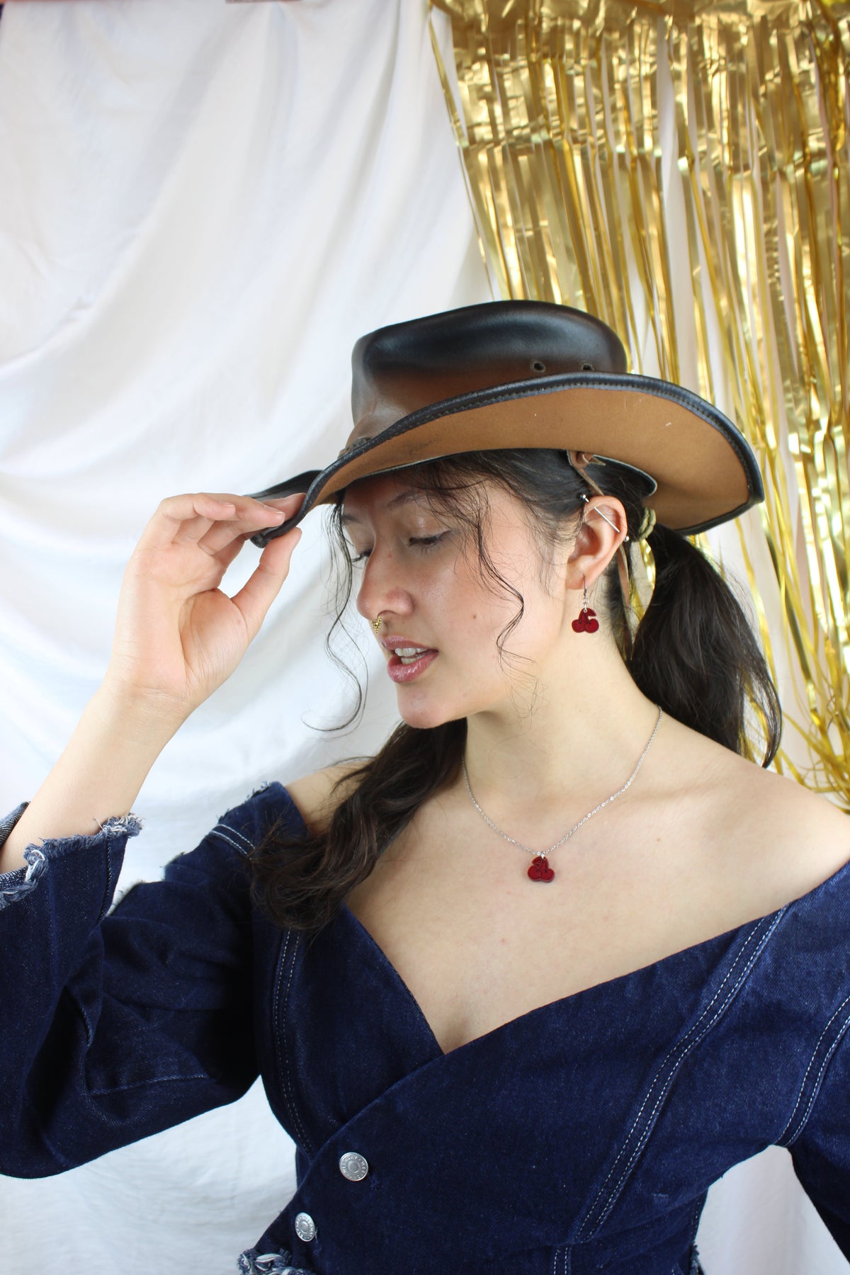 Mini Red Cherry Huggie Hoop Earrings