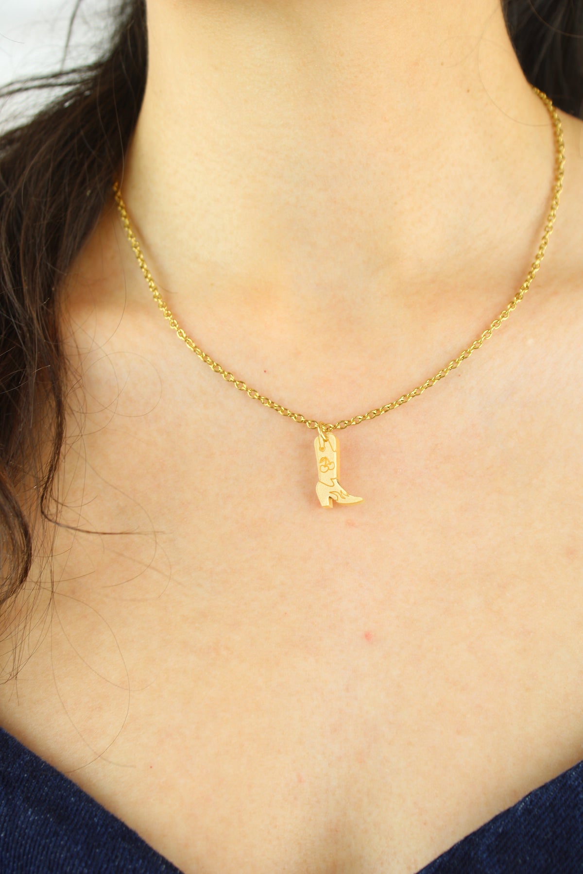 Mini Gold Cowboy Boot Necklace