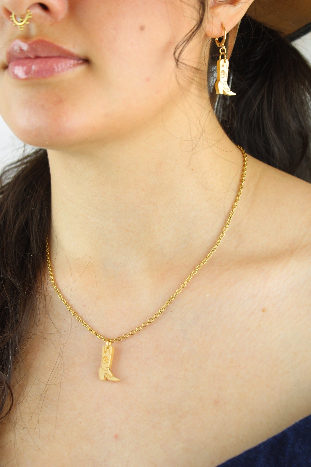 Mini Gold Cowboy Boot Necklace