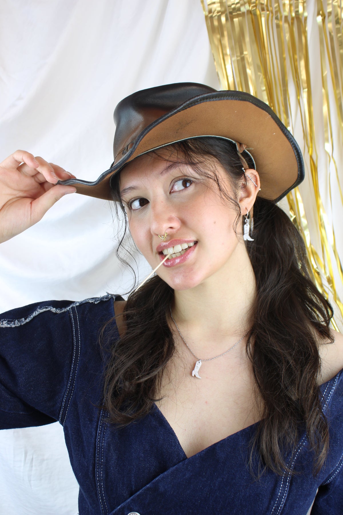 Mini White Cowboy Boot Huggie Hoop Earrings