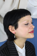 Mini Silver Glitter Lightning Bolt Hoop Earrings