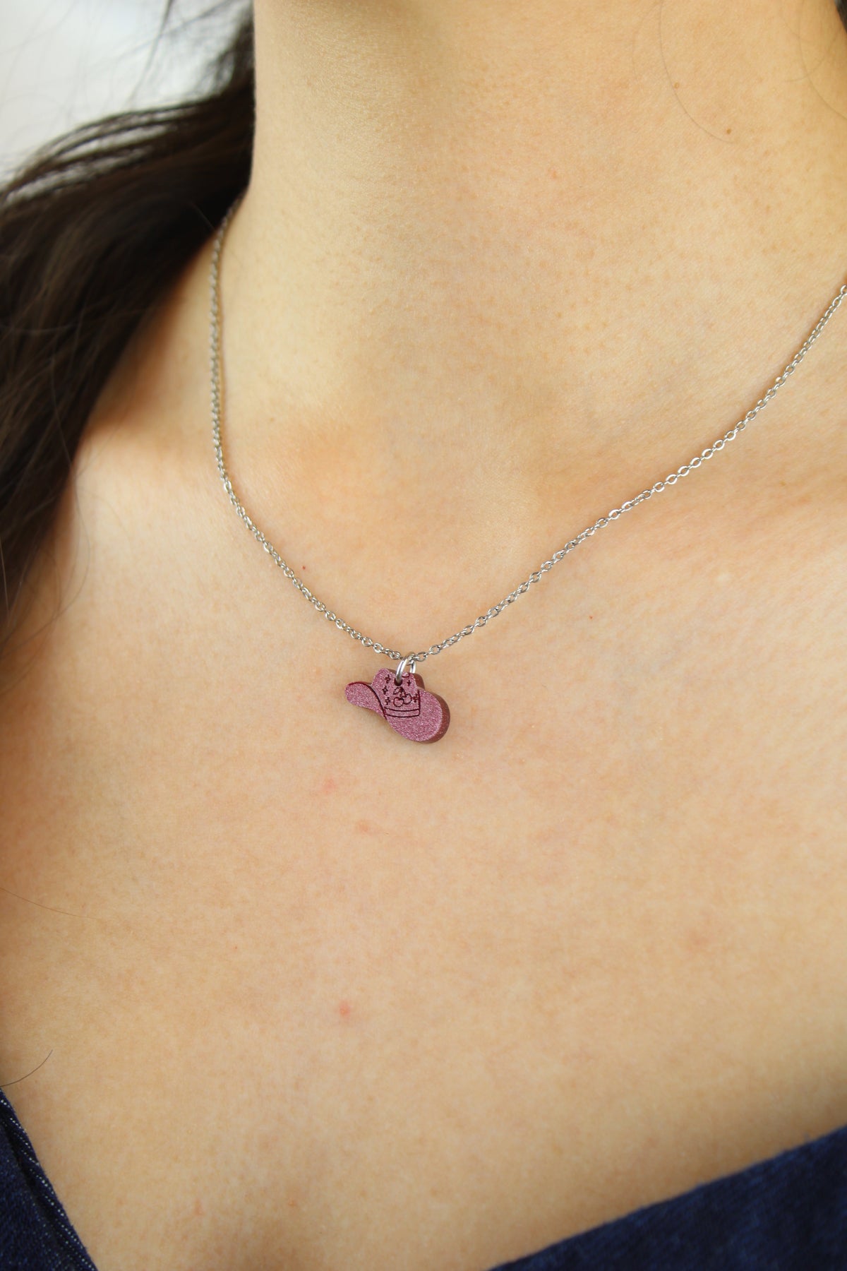 Mini Pink Cowboy Hat Necklace