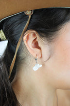 Mini White Cowboy Hat Huggie Hoop Earrings