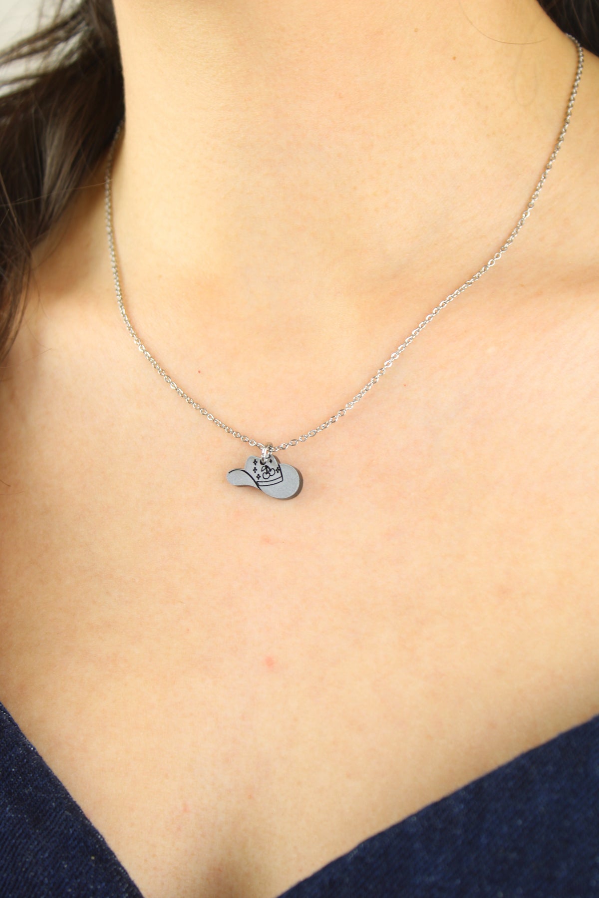Mini Silver Cowboy Hat Necklace
