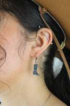 Mini Silver Cowboy Boot Huggie Hoop Earrings