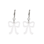 Mini White Bow Huggie Hoop Earrings