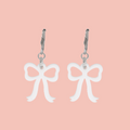 Mini White Bow Huggie Hoop Earrings