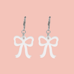 Mini White Bow Huggie Hoop Earrings