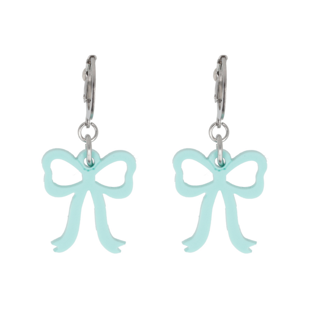 Mini Turquoise Bow Huggie Hoop Earrings