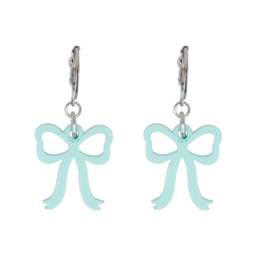 Mini Turquoise Bow Huggie Hoop Earrings