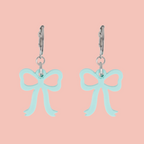 Mini Turquoise Bow Huggie Hoop Earrings
