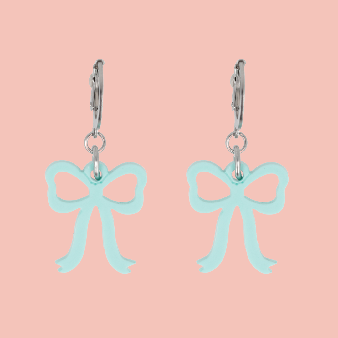 Mini Turquoise Bow Huggie Hoop Earrings