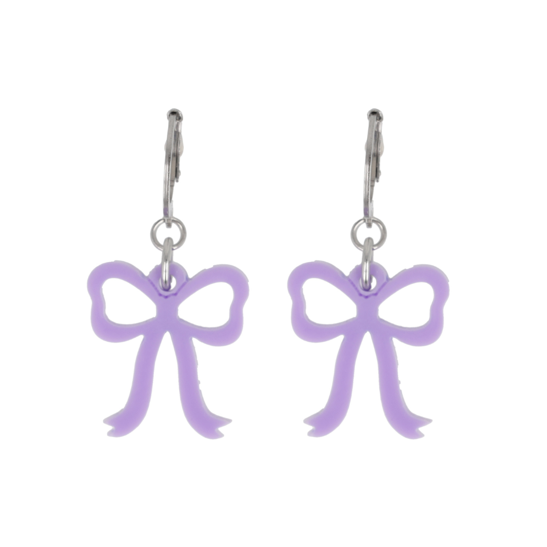Mini Lilac Bow Huggie Hoop Earrings