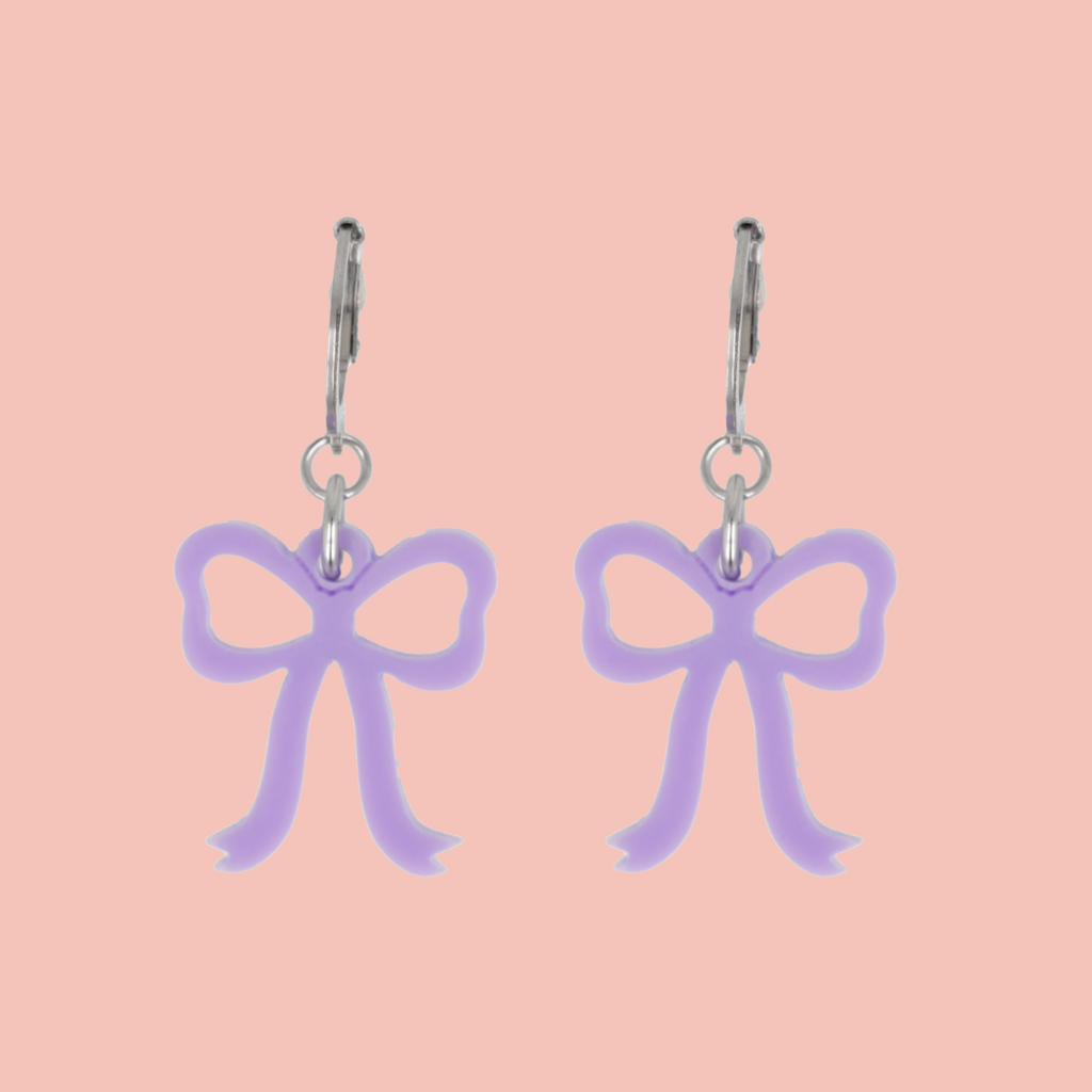 Mini Lilac Bow Huggie Hoop Earrings